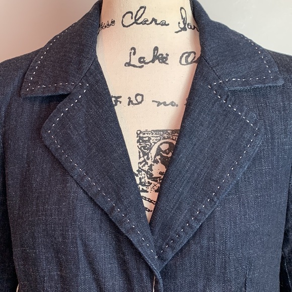 Talbots Cropped Denim Blazer With Contrast Trim - Picture 2 of 9